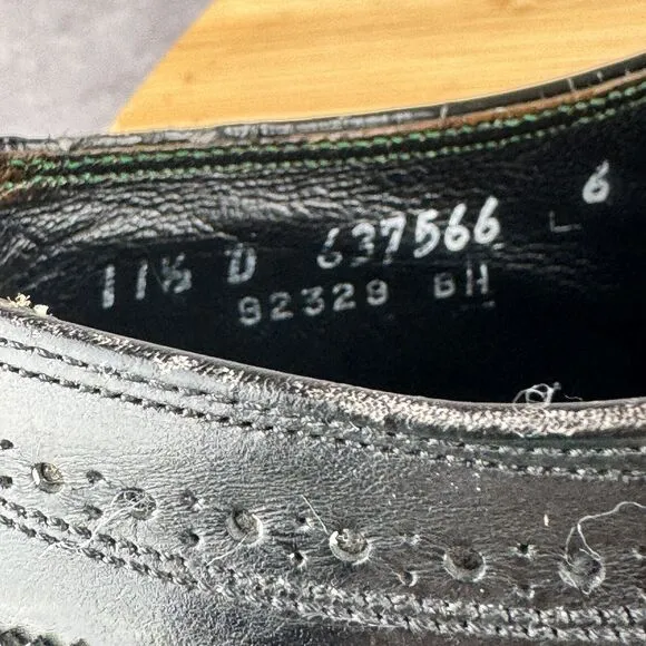 FLORSHEIM IMPERIAL SHOES BLACK LEATHER BROGUE WINGTIP OXFORDS 92329 MENS SZ 11.5