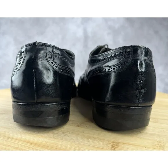 FLORSHEIM IMPERIAL SHOES BLACK LEATHER BROGUE WINGTIP OXFORDS 92329 MENS SZ 11.5