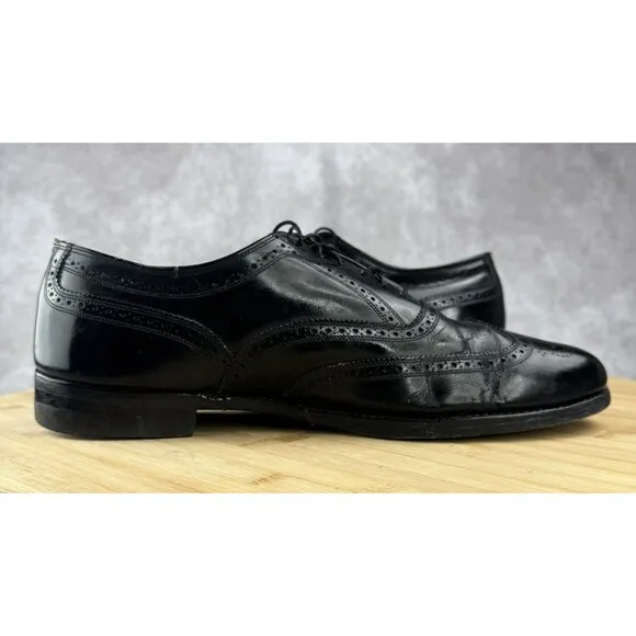 FLORSHEIM IMPERIAL SHOES BLACK LEATHER BROGUE WINGTIP OXFORDS 92329 MENS SZ 11.5