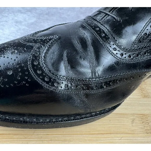 FLORSHEIM IMPERIAL SHOES BLACK LEATHER BROGUE WINGTIP OXFORDS 92329 MENS SZ 11.5