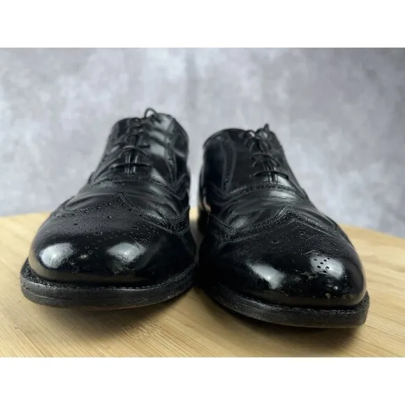 FLORSHEIM IMPERIAL SHOES BLACK LEATHER BROGUE WINGTIP OXFORDS 92329 MENS SZ 11.5
