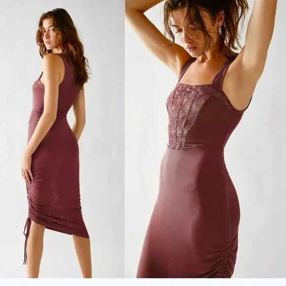 Free People Corset-Is Convertible Mesh Bodycon Ruched Sexy Sheer size Small