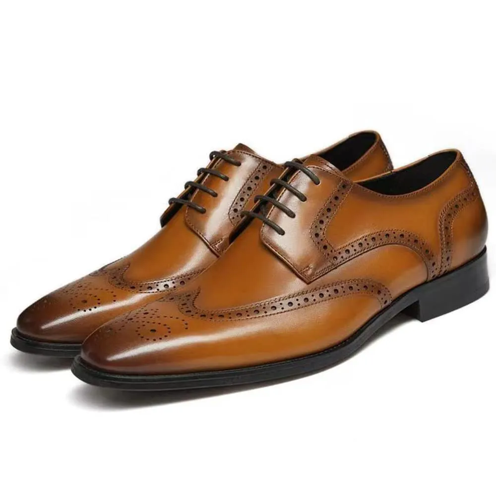 GIFENNSE Men's Oxford Shoes | Mens Dress Shoes | Mens Formal Shoes | Brown Lace Up Dress Shoes