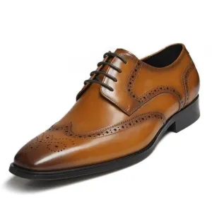 GIFENNSE Men's Oxford Shoes | Mens Dress Shoes | Mens Formal Shoes | Brown Lace Up Dress Shoes