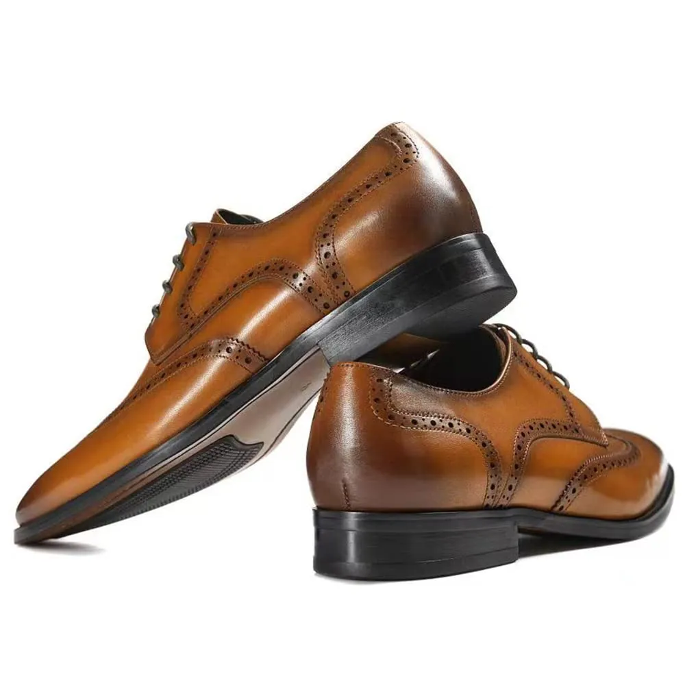 GIFENNSE Men's Oxford Shoes | Mens Dress Shoes | Mens Formal Shoes | Brown Lace Up Dress Shoes