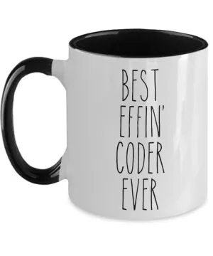 Gift For Coder Best Effin' Coder Ever Mug Two-Tone Coffee Cup Funny Coworker Gifts