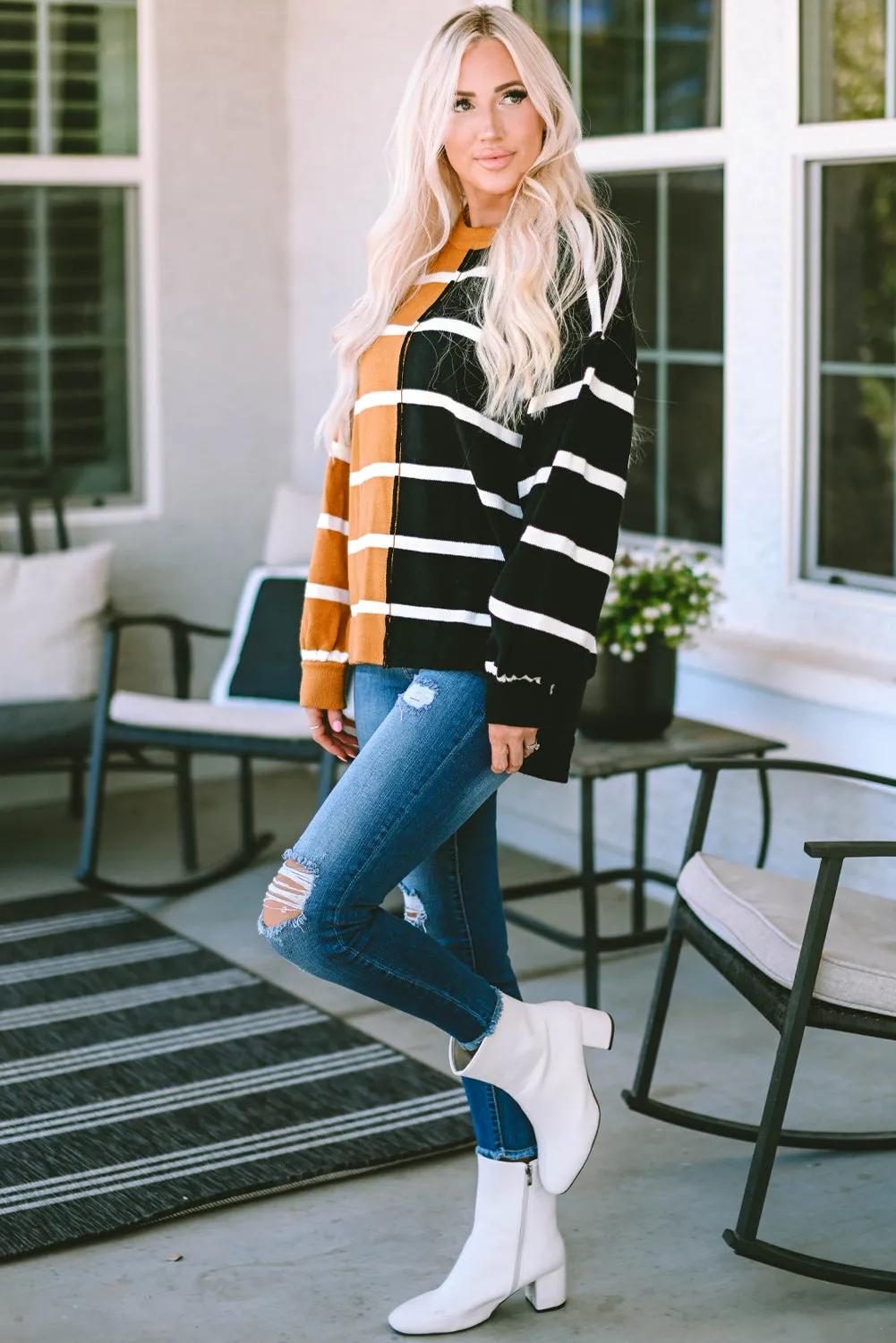 Gray Oversized Contrast Printed Dropped Shoulder Top