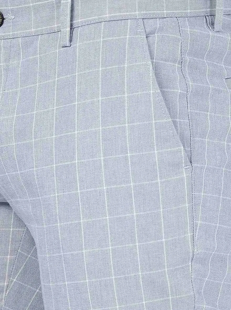 Grey Checked Uno Fit Casual Trouser | JadeBlue