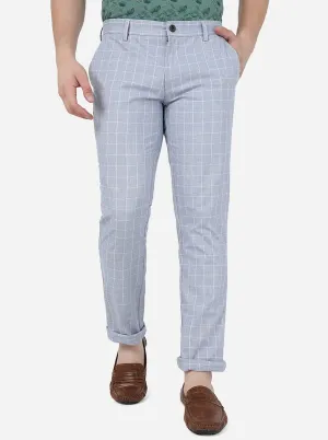 Grey Checked Uno Fit Casual Trouser | JadeBlue