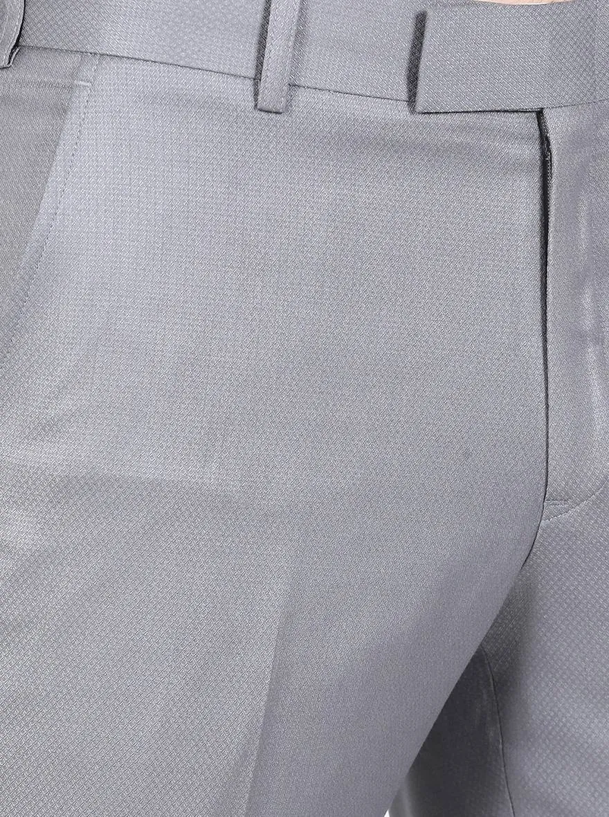 Grey Solid Slim Fit Formal Trouser | Metal