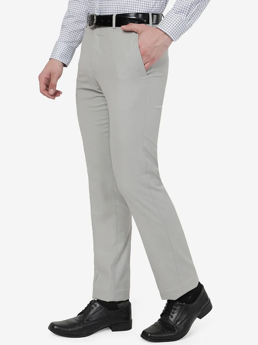 Grey Solid Slim Fit Formal Trouser | Metal