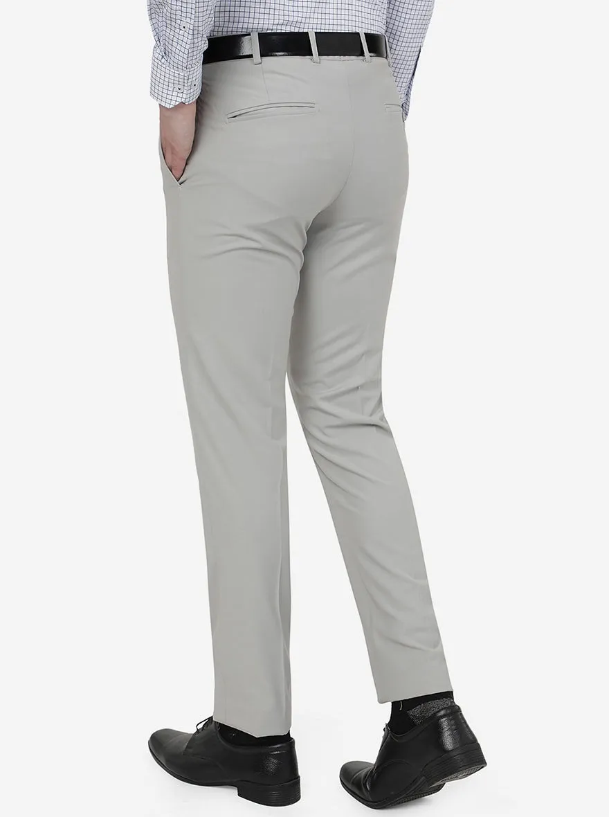 Grey Solid Slim Fit Formal Trouser | Metal