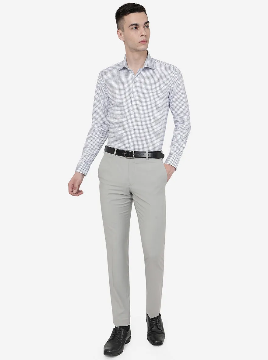Grey Solid Slim Fit Formal Trouser | Metal