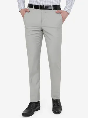 Grey Solid Slim Fit Formal Trouser | Metal
