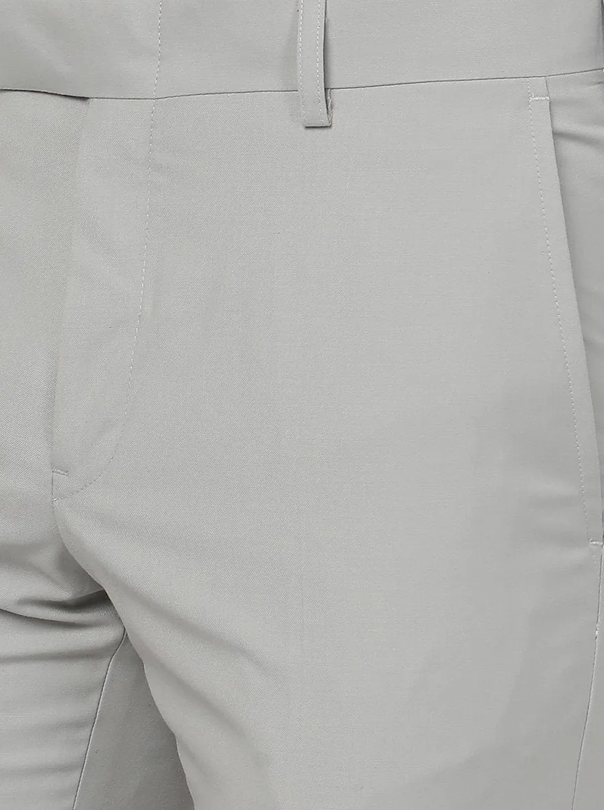 Grey Solid Slim Fit Formal Trouser | Metal