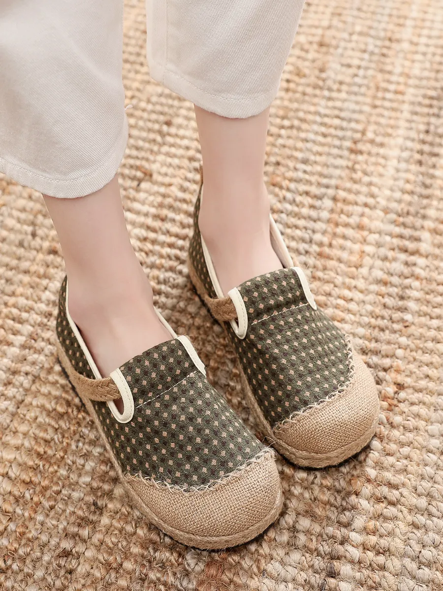 Gypsophila Print Linen Espadrilles Sage