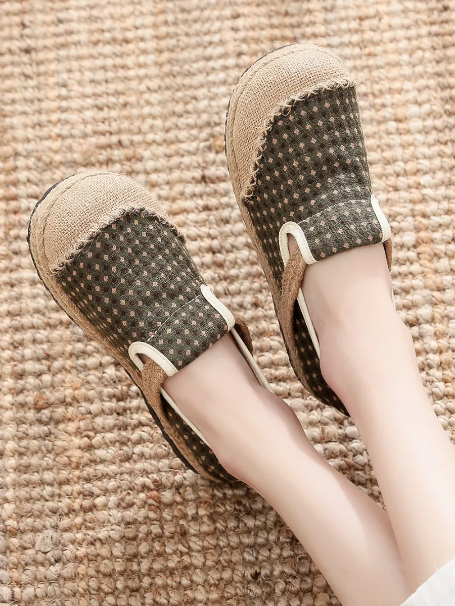Gypsophila Print Linen Espadrilles Sage