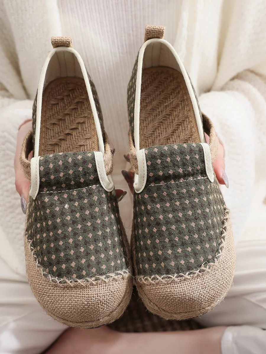 Gypsophila Print Linen Espadrilles Sage