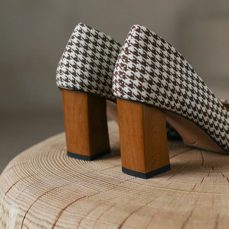 Hana Pointed Toe Plaid Heels