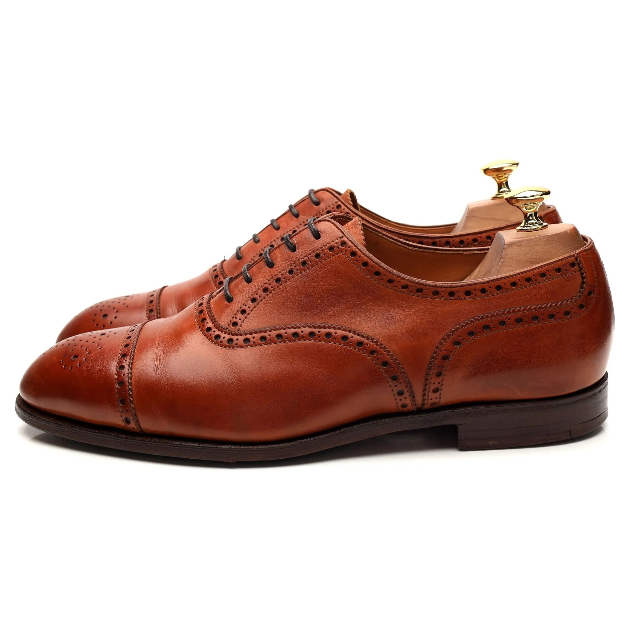 Harrods 'Disraeli' Tan Brown Leather Oxford UK 9.5 F