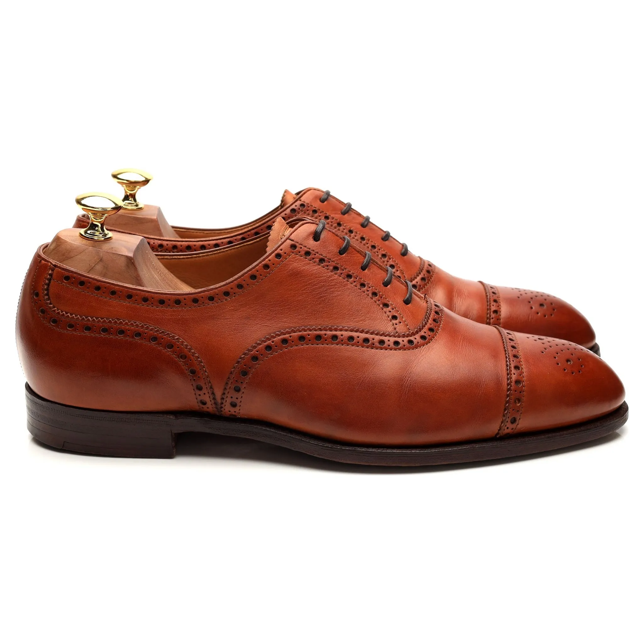 Harrods 'Disraeli' Tan Brown Leather Oxford UK 9.5 F