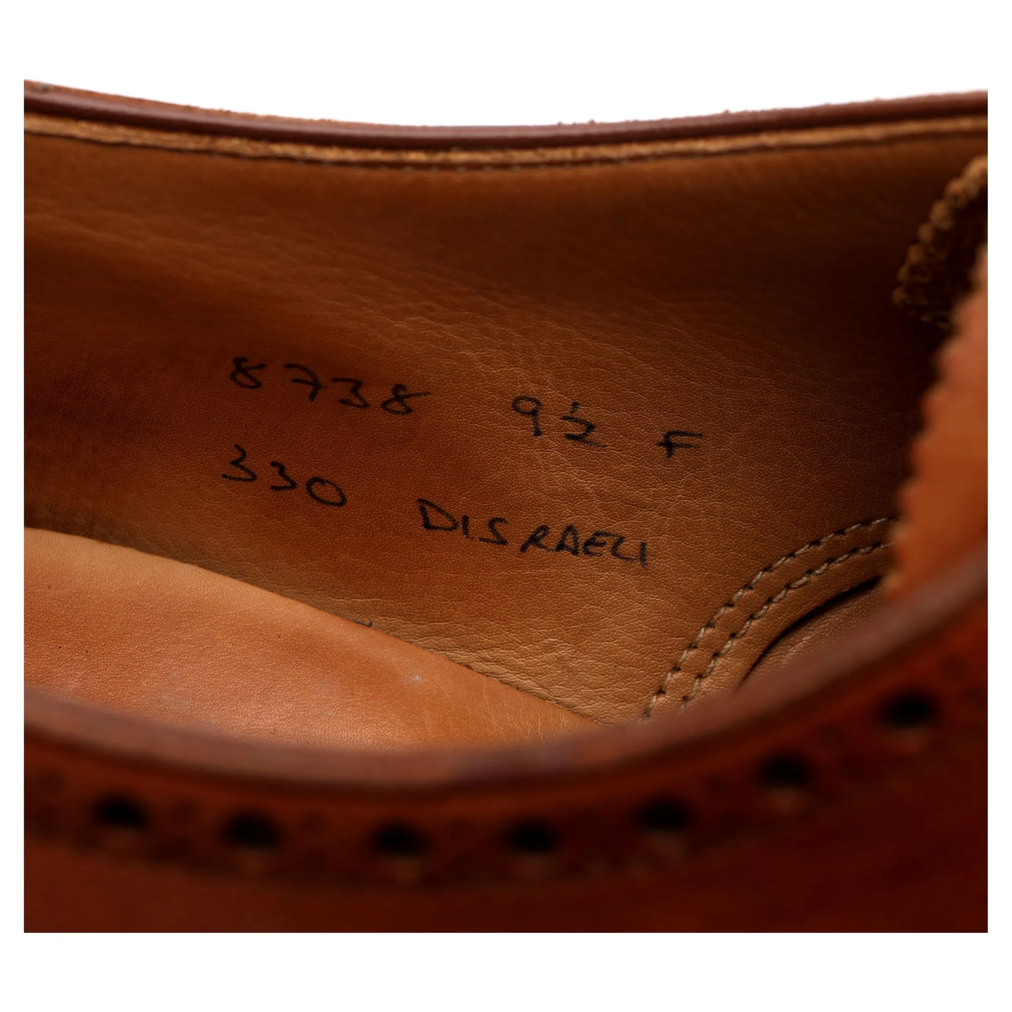 Harrods 'Disraeli' Tan Brown Leather Oxford UK 9.5 F
