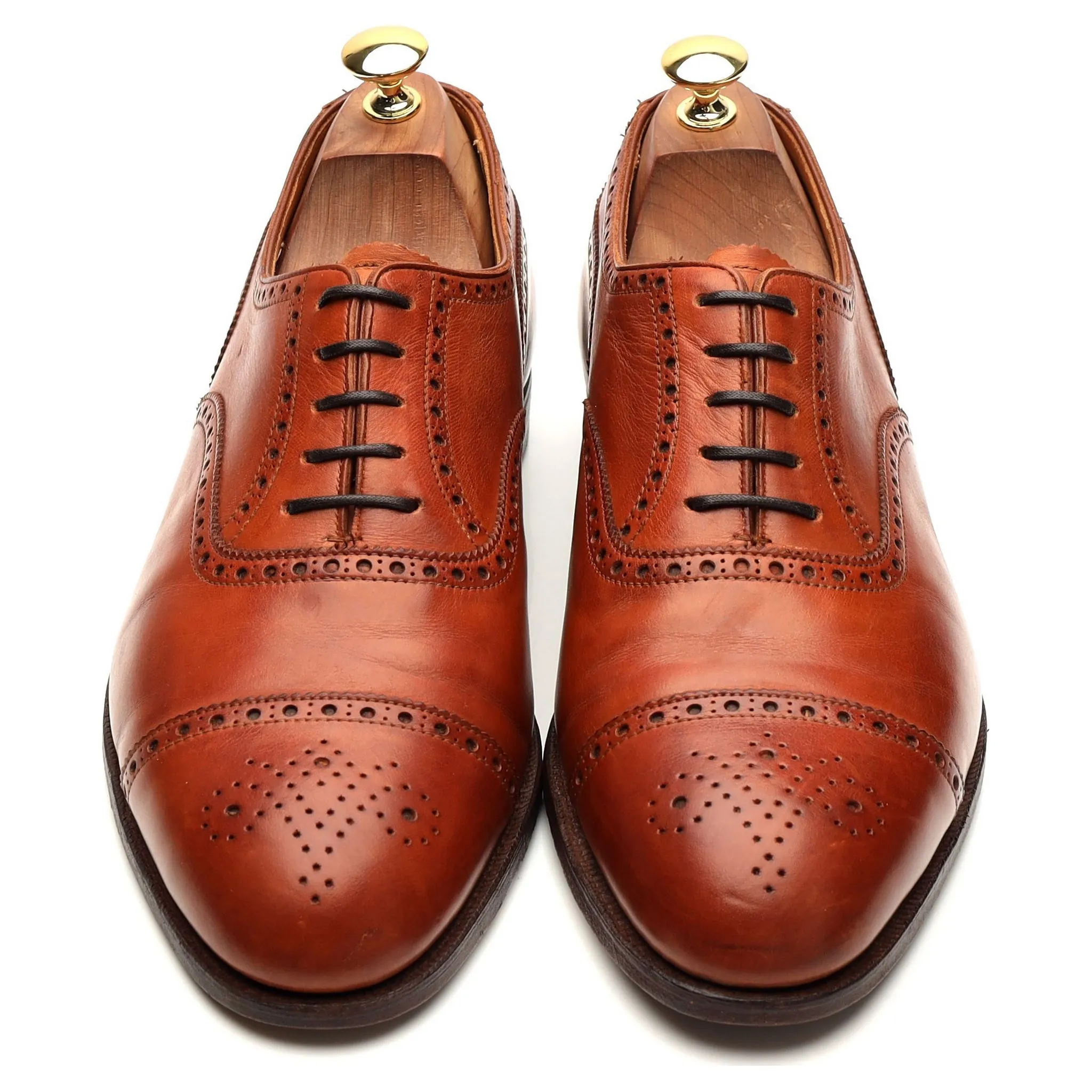 Harrods 'Disraeli' Tan Brown Leather Oxford UK 9.5 F