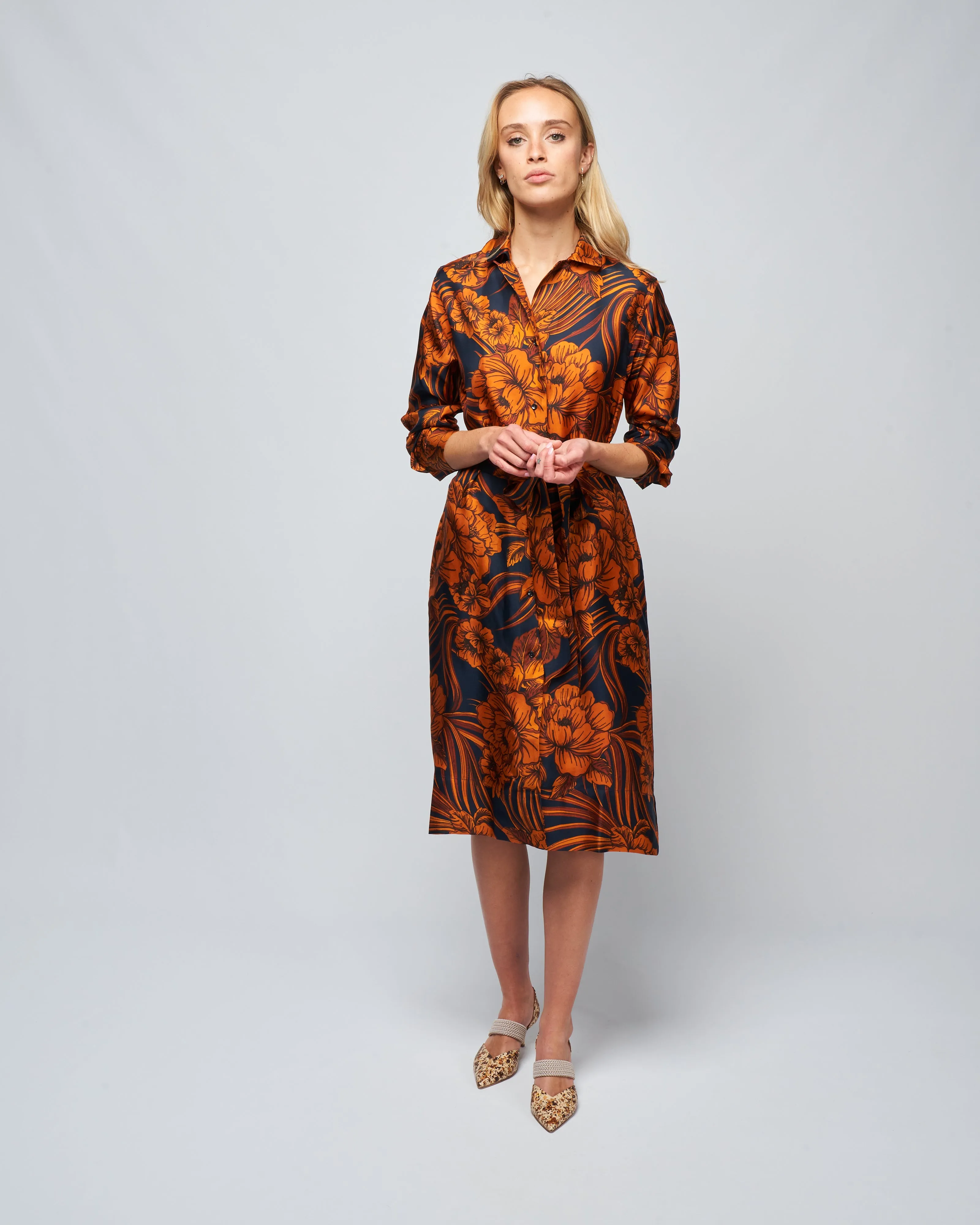 havana110 dress - navy flower palm