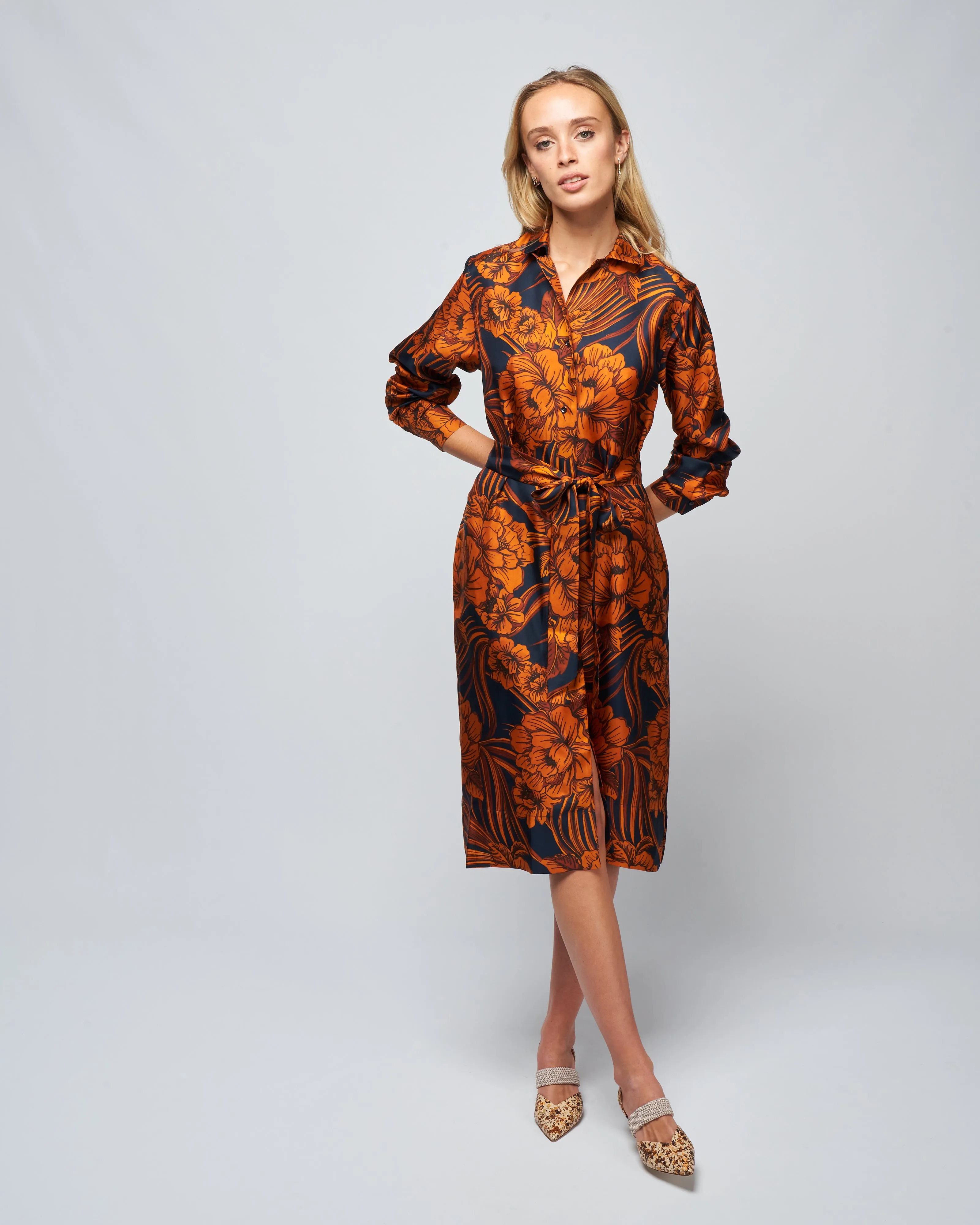 havana110 dress - navy flower palm