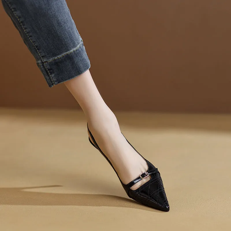 Hawa Black Kitten Heels Slingbacks