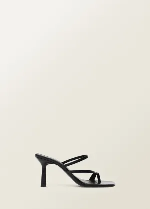 Heeled leather sandals with straps