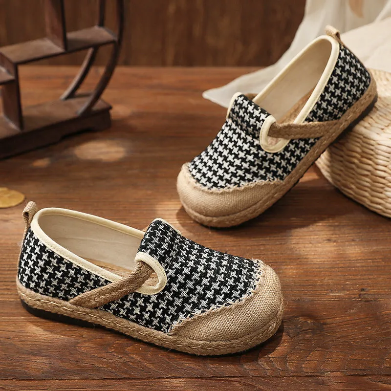 Houndstooth Embossed Linen Espadrilles - Cactus Rose