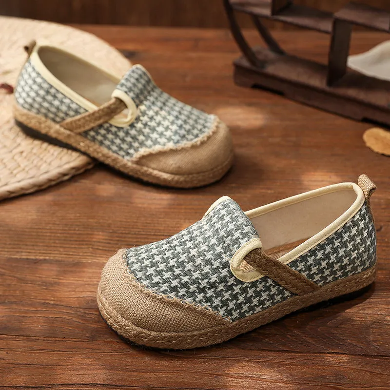 Houndstooth Embossed Linen Espadrilles - Cactus Rose