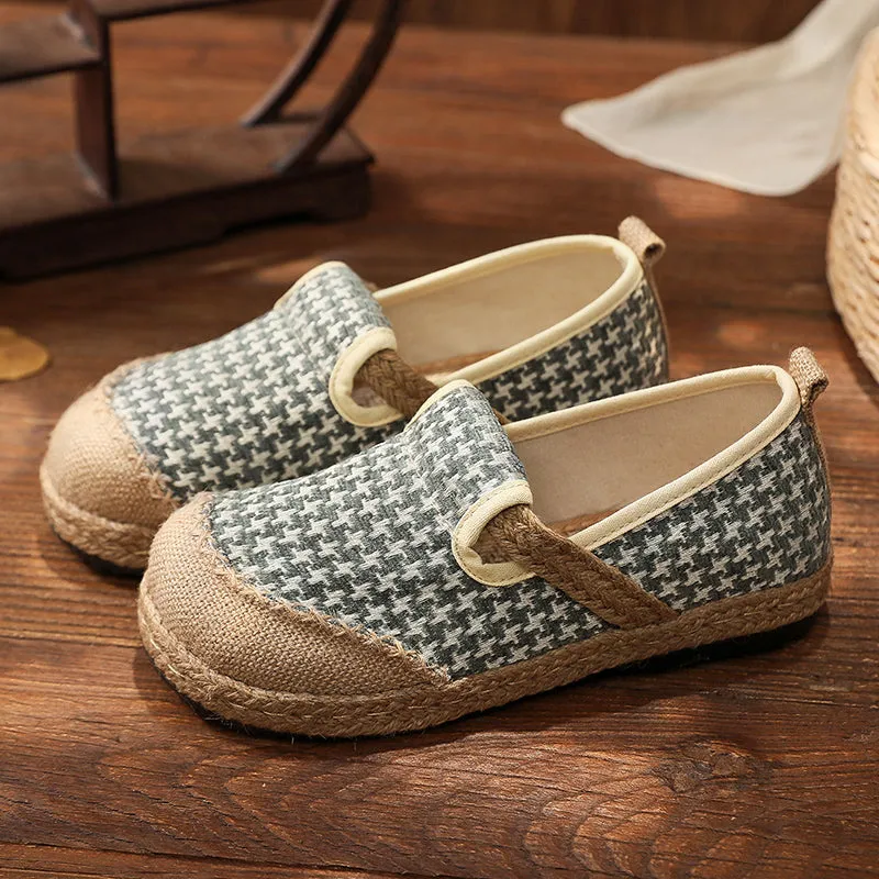 Houndstooth Embossed Linen Espadrilles - Cactus Rose