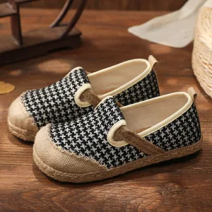 Houndstooth Embossed Linen Espadrilles - Cactus Rose