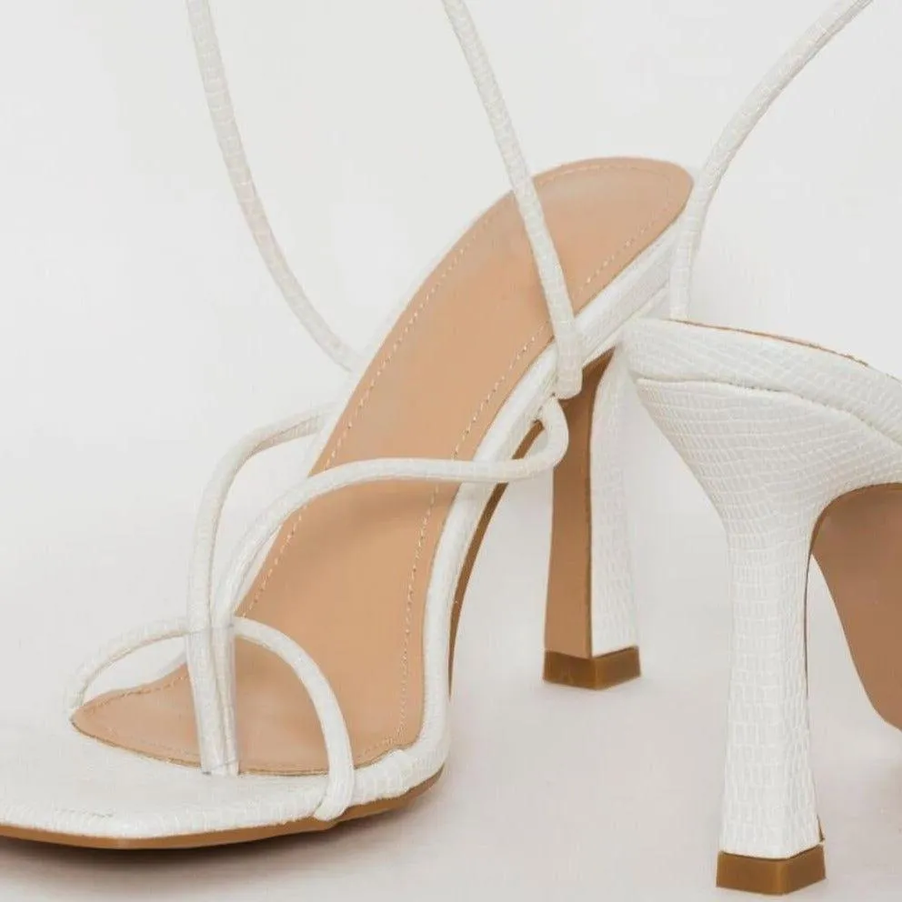 Ignite Lace Up Strappy Square Toe Heels