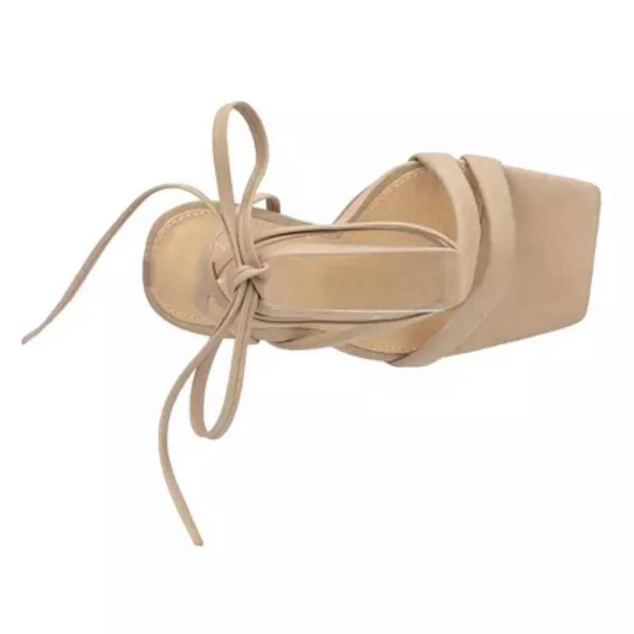 INES Women's Ankle Wrap Heel Sandals