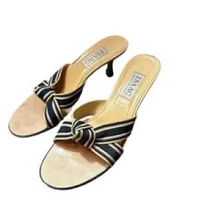 ISSAC NAVY BEIGE KITTEN HEELS 7.5 Retail $150 