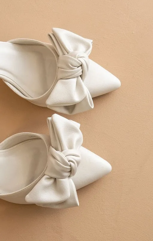 Jane Pointed Toe Bow Accent Kitten Heels