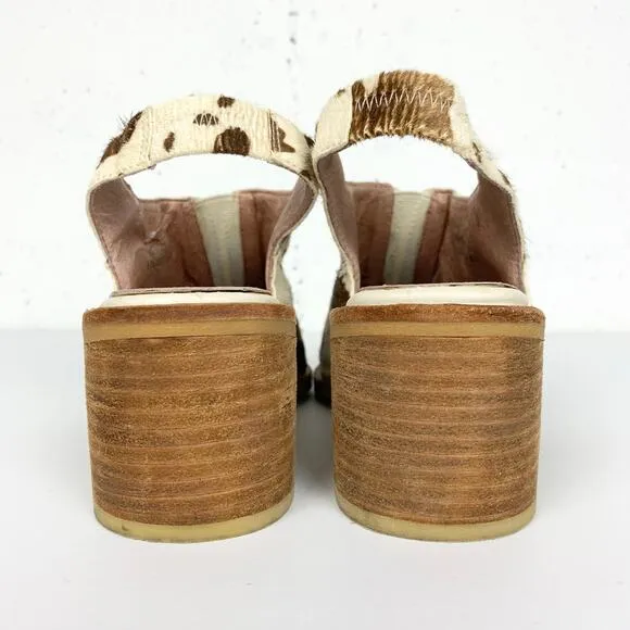 Jeffrey Campbell Calf Hair Slingback Heels Animal Print Front Gusset Size 7