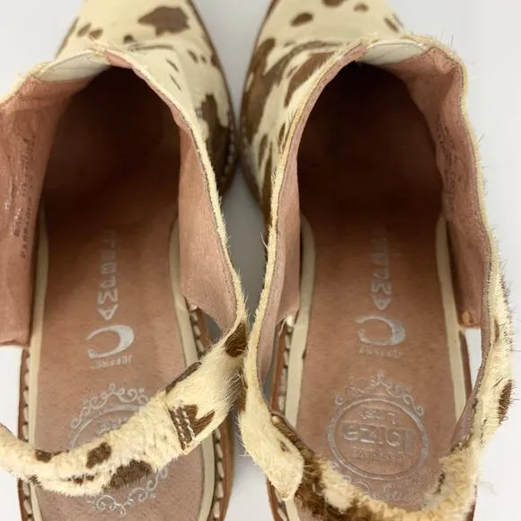 Jeffrey Campbell Calf Hair Slingback Heels Animal Print Front Gusset Size 7