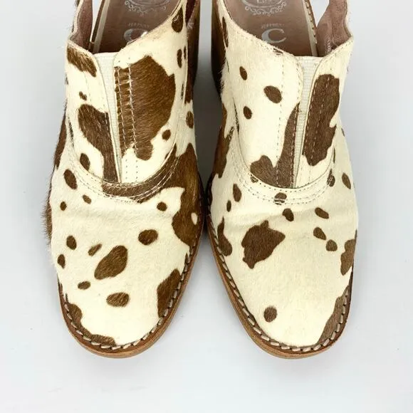 Jeffrey Campbell Calf Hair Slingback Heels Animal Print Front Gusset Size 7
