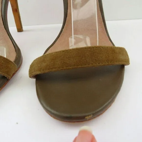 Joie Revolve Womens Alek Boho Brown Greenish Suede Fringe Heels Size 7.5
