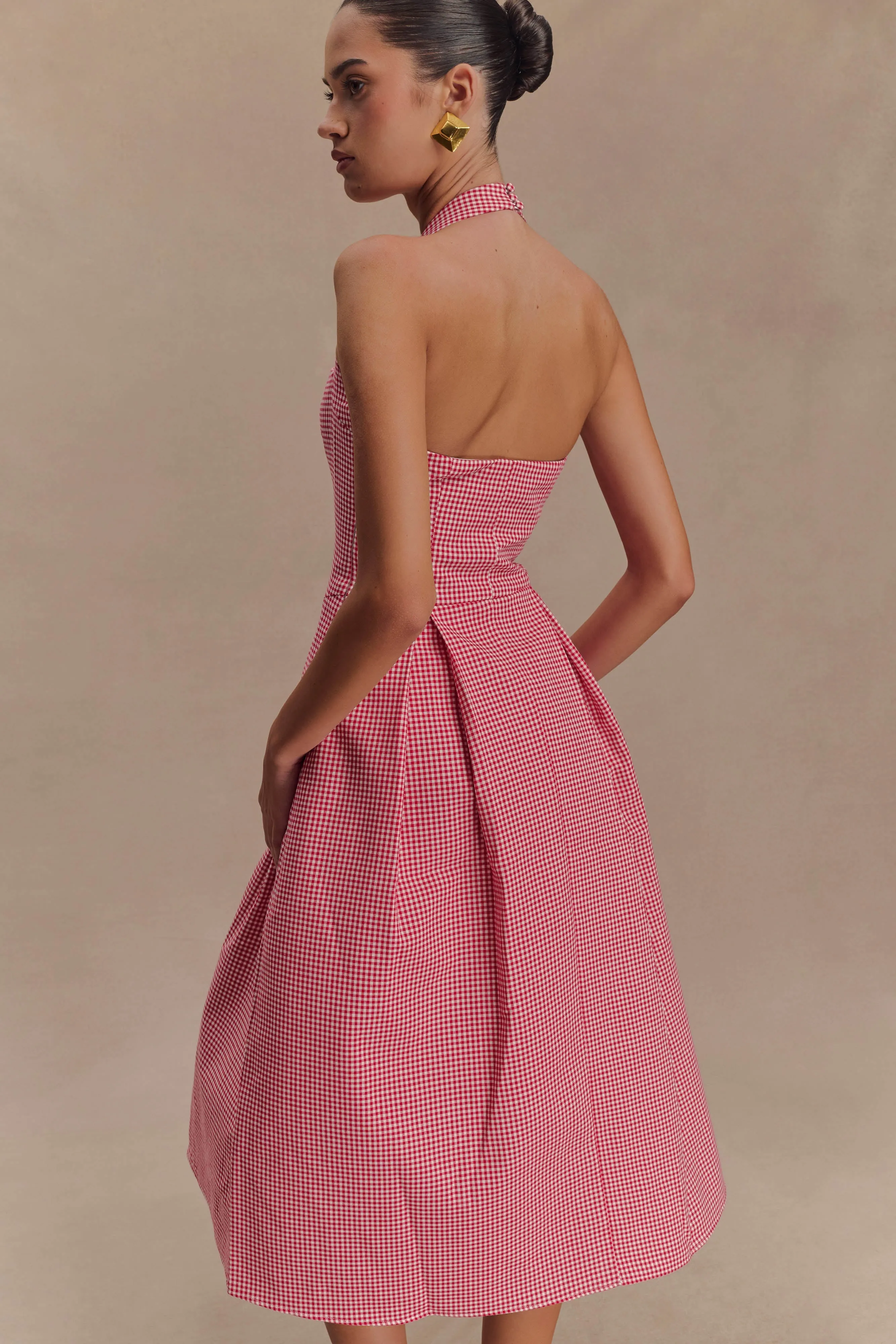 Juana Halter Midi Dress - Red Gingham