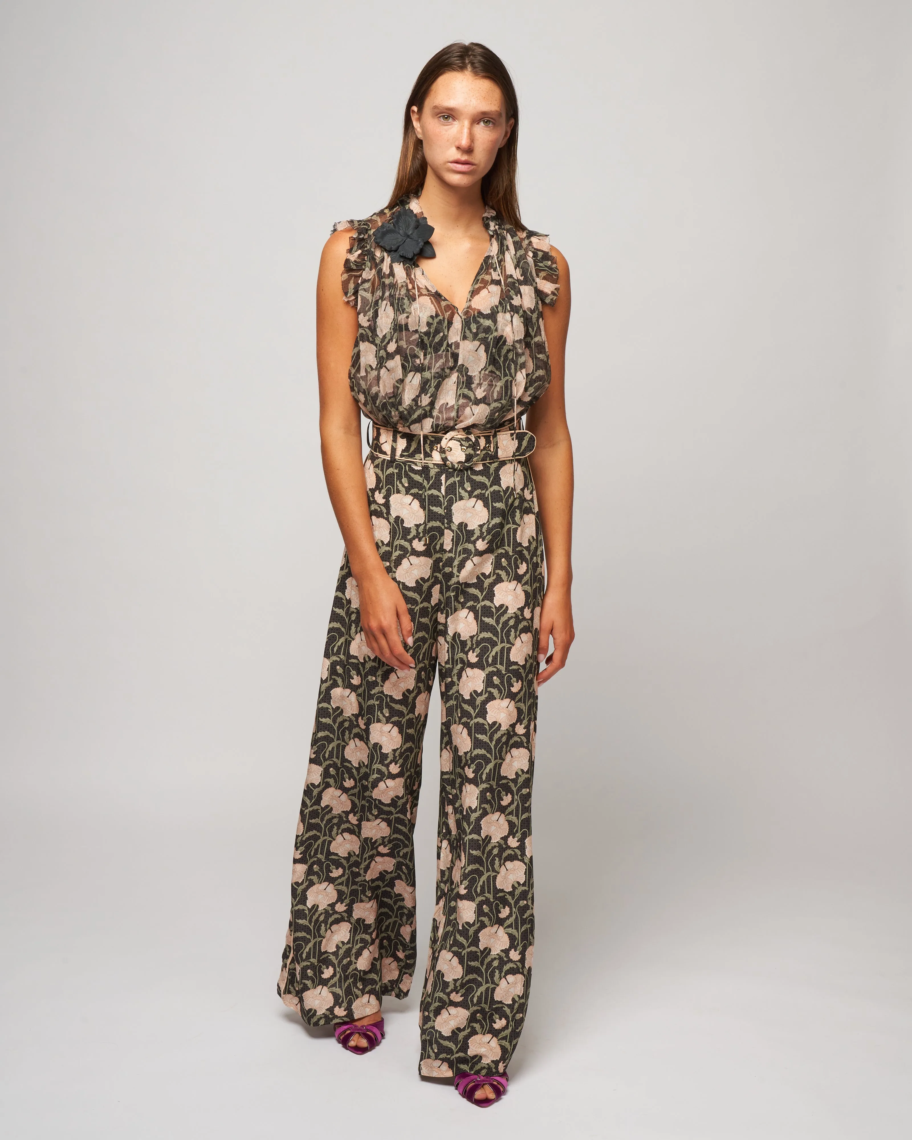 kaleidoscope trouser - charcoal poppy