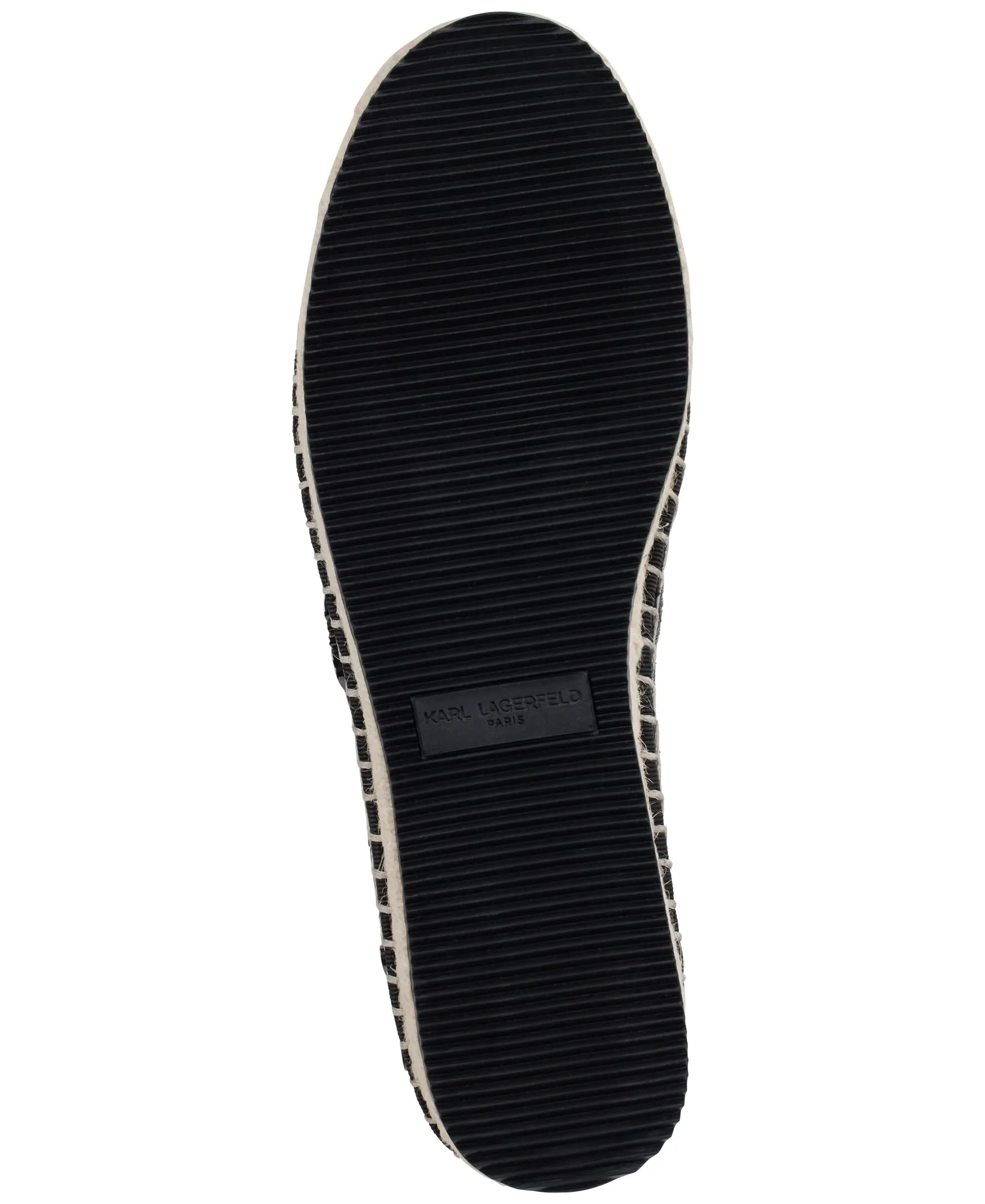 Karl Lagerfeld Paris Women's Michaela Slip On Embellished Flat Espadrille Platform, Black, 7.5
