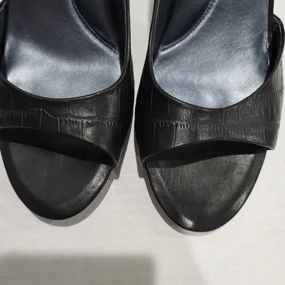 Kenneth Cole New York Wicked N Wild Black Peep Toe Leather Heels Size 10