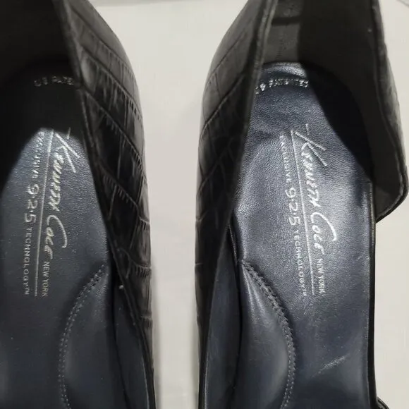 Kenneth Cole New York Wicked N Wild Black Peep Toe Leather Heels Size 10