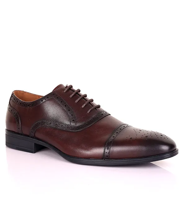 Kenneth Cole Toe Cap Brogues Oxford Lace-up Shoe|Coffee