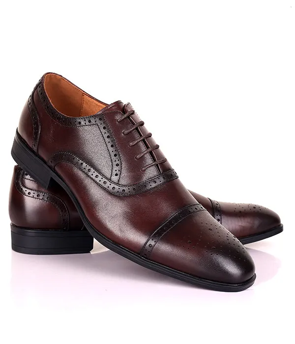 Kenneth Cole Toe Cap Brogues Oxford Lace-up Shoe|Coffee